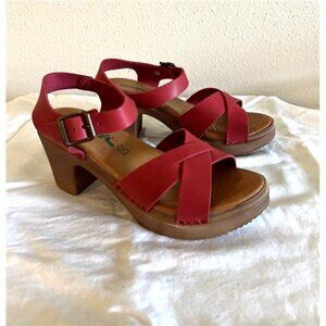 Bionatura Sandals Pelle Gaucho Coral Tusca Red Leather Womens Size EU 40 - US 9
